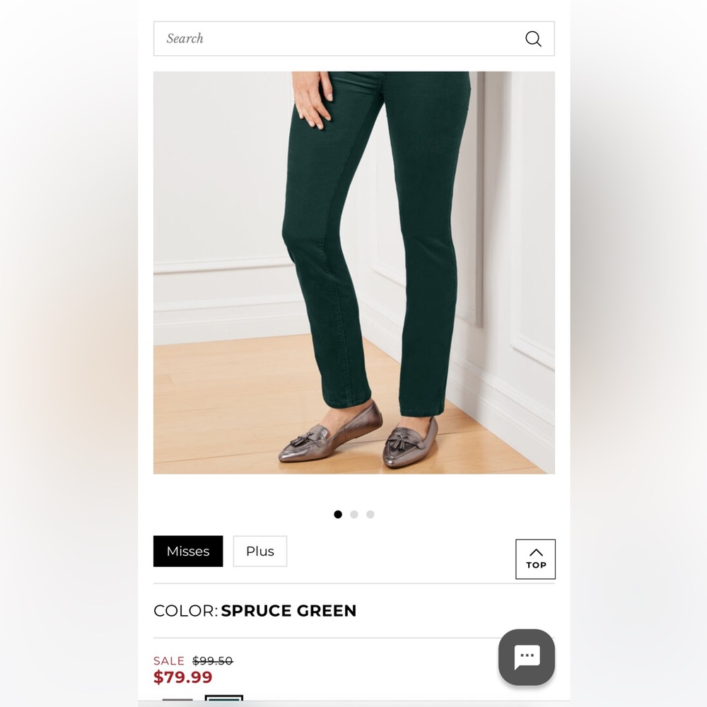 Talbots velveteen straight leg pant